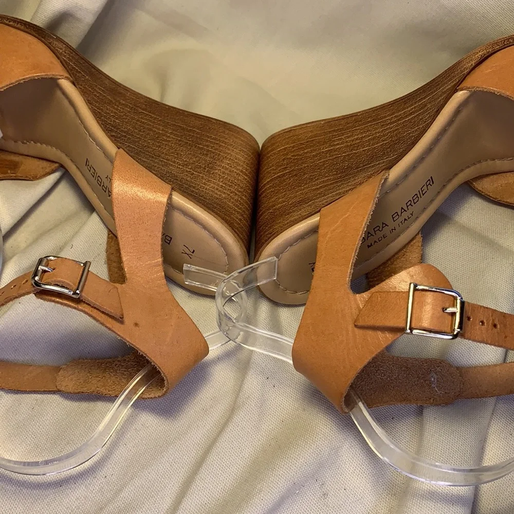 Barbara Barbieri leather wedge sandal ankle strap